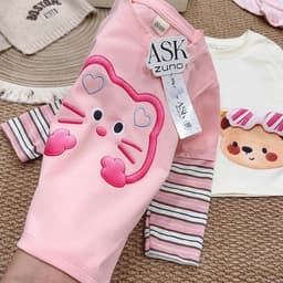 Áo thu đông bé gái, áo cotton dài tay phối kẻ hoạ tiết thú bông đáng yêu cho bé size 9-26kg 8