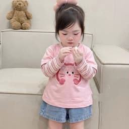 Áo thu đông bé gái, áo cotton dài tay phối kẻ hoạ tiết thú bông đáng yêu cho bé size 9-26kg 4