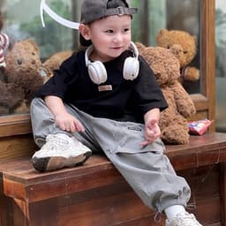 Quần dài bé trai, quần gió ống suông phong cách Hàn Quốc size 9-26kg 3