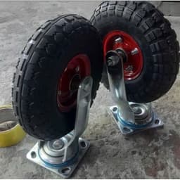 Bánh Xe Đẩy Mâm Đỏ Đường Kính 25cm Lắp Càng 6 Ly Cố ĐỊnh Và Quay 360 Chịu Tải Nặng Cho Xe Chở Hàng. 5