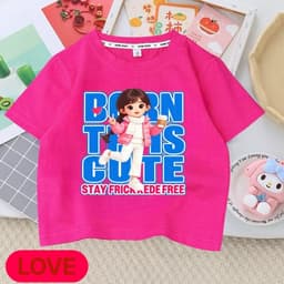 Áo thung in hình 3D bé gái CuTe dành cho bé gái đủ size từ 10kg - 38kg 2