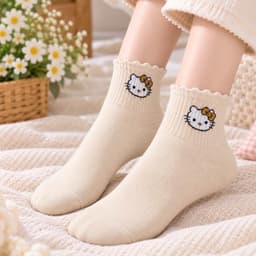 Tất Nữ Cổ Cao Set 10 Đôi Chất cotton Hoạ Tiết Hell kitti Mới  Siêu Xinh 4