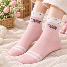 Tất Nữ Cổ Cao Set 10 Đôi Chất cotton Hoạ Tiết Hell kitti Mới  Siêu Xinh 5