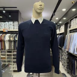 Áo len nam Owen màu xanh tím than cổ tròn regular fit ALC266516_NA 1