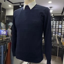Áo len nam Owen màu xanh tím than cổ tròn regular fit ALC266516_NA 5