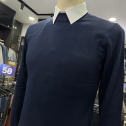 Áo len nam Owen màu xanh tím than cổ tròn regular fit ALC266516_NA 2
