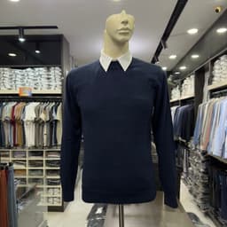 Áo len nam Owen màu xanh tím than cổ tròn regular fit ALC266516_NA 6