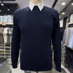 Áo len nam Owen màu xanh tím than cổ tròn regular fit ALC266516_NA 4
