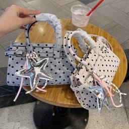 Túi Xách Nữ Họa Tiết Chấm Bi Đính Sao Bạc Phong Cách Hàn Quốc, Túi Mini Kèm Quai Đeo Chéo Dễ Thương 3