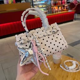 Túi Xách Nữ Họa Tiết Chấm Bi Đính Sao Bạc Phong Cách Hàn Quốc, Túi Mini Kèm Quai Đeo Chéo Dễ Thương 9
