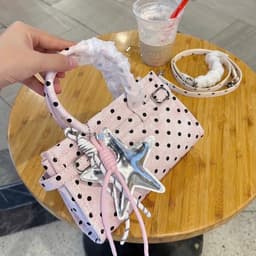 Túi Xách Nữ Họa Tiết Chấm Bi Đính Sao Bạc Phong Cách Hàn Quốc, Túi Mini Kèm Quai Đeo Chéo Dễ Thương 2