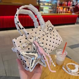 Túi Xách Nữ Họa Tiết Chấm Bi Đính Sao Bạc Phong Cách Hàn Quốc, Túi Mini Kèm Quai Đeo Chéo Dễ Thương 5