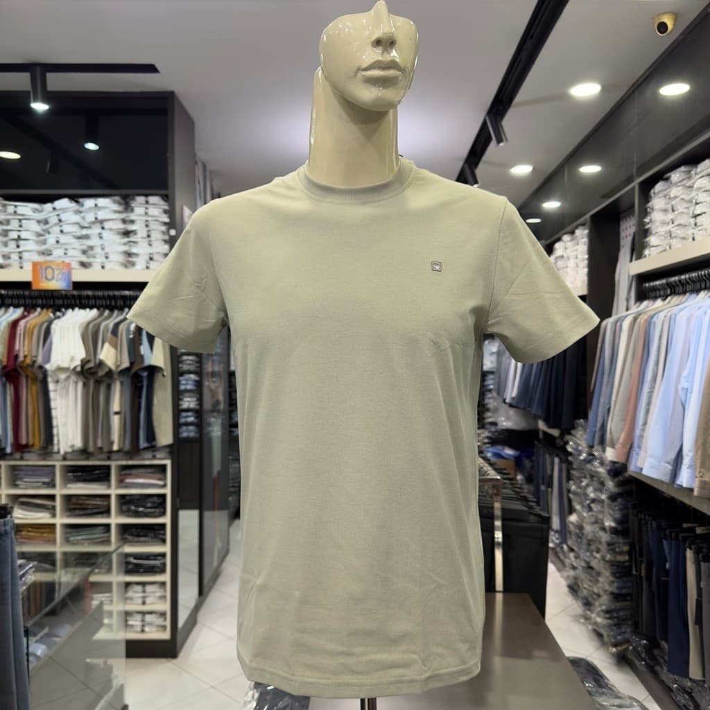 Áo thun nam áo T-shirt nam Owen ngắn tay màu rêu regular fit vải cotton TSN266709