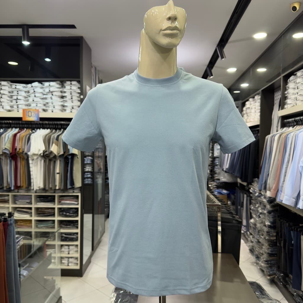 Áo thun nam áo T-shirt nam Owen ngắn tay màu xanh regular fit vải cotton TSN266708_BU