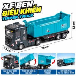 Xe ben hợp kim điều khiển từ xa , điều khiển được qua app , thùng tháo rời , pin sạc 2
