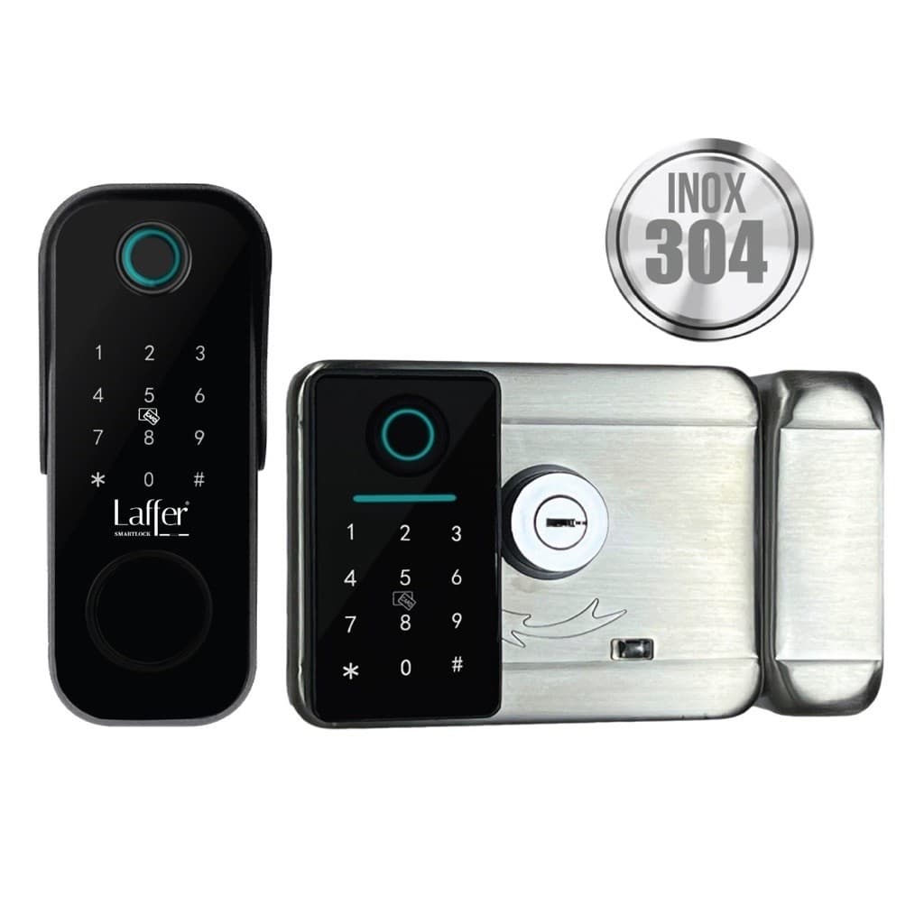 Khoá cổng vân tay Laffer A18, chống nước IP68, siêu nhạy, lưu trữ 100 vân tay, inox 304, bảo hành 24 tháng.
