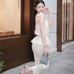 Set áo cánh tiên quần jeans loe trẻ trung ứng dụng dễ mặc 2