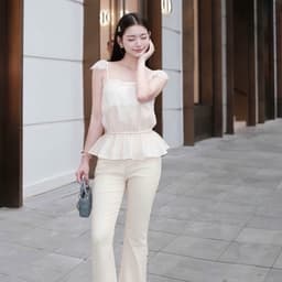Set áo cánh tiên quần jeans loe trẻ trung ứng dụng dễ mặc 1