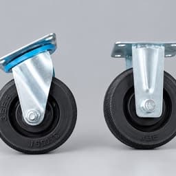 Bánh cao su đường kính 125mm, xoay cố định với khóa cho xe bánh mì, nước mía và xe đẩy hàng. 1