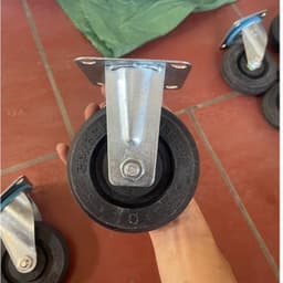 Bánh cao su đường kính 125mm, xoay cố định với khóa cho xe bánh mì, nước mía và xe đẩy hàng. 4