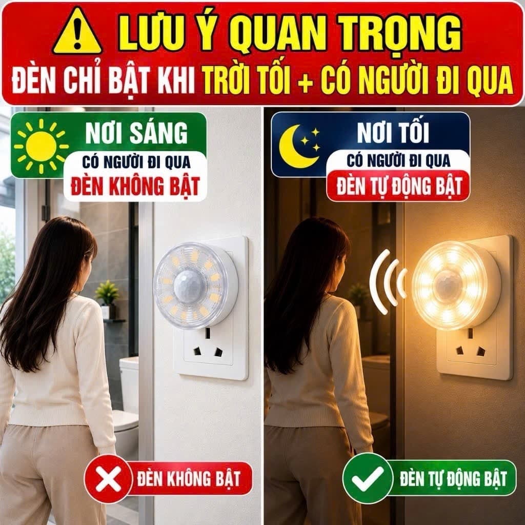 Đèn Cảm Biến Hồng Ngoại tự động sáng khi trời tối có cảm biến người phù hợp lắp cầu thag ,phòng ngủ…