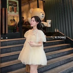 Áo Babydoll Lưới Phối Ren Mềm Tay Phồng Dễ Thương Kieupham.shop 3