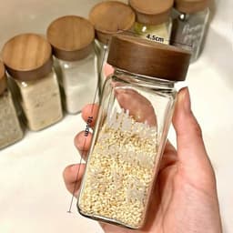 Hộp đựng gia vị Thủy tinh borosilicat Nắp gỗ keo - 260ml 1