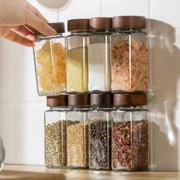 Hộp đựng gia vị Thủy tinh borosilicat Nắp gỗ keo - 260ml 6