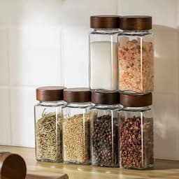 Hộp đựng gia vị Thủy tinh borosilicat Nắp gỗ keo - 260ml 3
