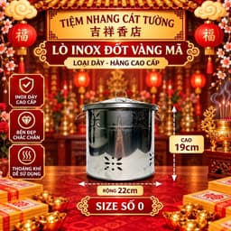Lò Đốt Vàng Mã Inox (Có Nắp) Hàng Loại Dày Cao Cấp 3.4zem 9