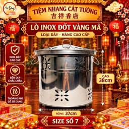 Lò Đốt Vàng Mã Inox (Có Nắp) Hàng Loại Dày Cao Cấp 3.4zem 5
