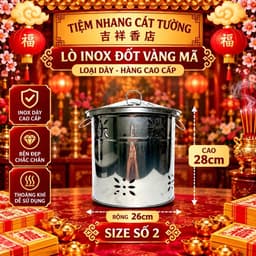 Lò Đốt Vàng Mã Inox (Có Nắp) Hàng Loại Dày Cao Cấp 3.4zem 6