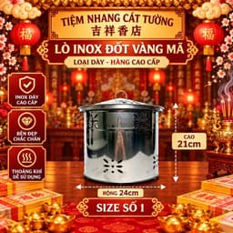 Lò Đốt Vàng Mã Inox (Có Nắp) Hàng Loại Dày Cao Cấp 3.4zem 8
