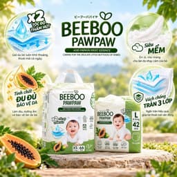 Tã /Bỉm Beeboo PawPaw Công Nghệ Nhật Bản Tã Dán Tã Quần Thoáng Khí Cho Bé Đủ Size 4