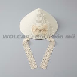 Nón tròn bo cói hình nón lá gắn nơ siêu xinh cho bé từ 3 - 7 tuổi (2 dây có thể cột) 5