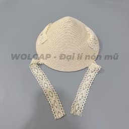 Nón tròn bo cói hình nón lá gắn nơ siêu xinh cho bé từ 3 - 7 tuổi (2 dây có thể cột) 3