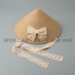 Nón tròn bo cói hình nón lá gắn nơ siêu xinh cho bé từ 3 - 7 tuổi (2 dây có thể cột) 4