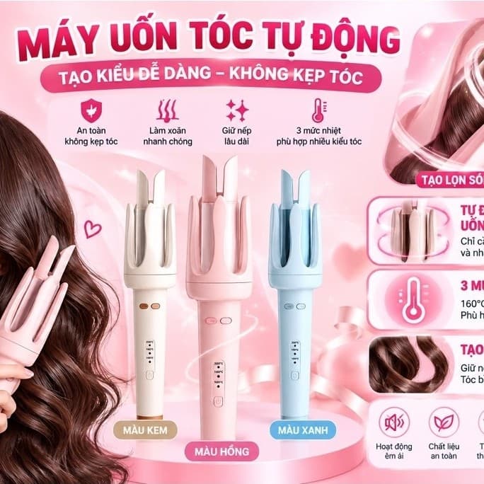 MÁY UỐN TÓC XOĂN TỰ ĐỘNG CHIGO 32MM – 3 MỨC NHIỆT – ĐẦU UỐN PHỦ GỐM CAO CẤP – THIẾT KẾ CHỐNG BỎNG