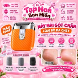 Máy chà gót chân mini,tẩy da chết chà gót chân chai sần,sạc usb ,2 tốc độ,3 đầu mài thay thế 1