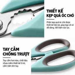 Kéo Nhà Bếp Đa Năng Cao Cấp Thép Không Gỉ, Kéo Cắt Tôm Cua Gà Vịt, Kẹp Quả Óc Chó, Tay Cầm Chống Trượt Nắp Đậy An Toàn 8