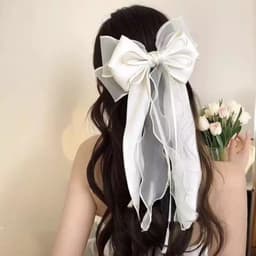 Kẹp tóc nơ ruy băng, chất liệu ruy băng, kẹp tóc nữ 3