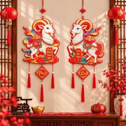 ok Cặp Liễn Treo Trang Trí Tết 2027 Dán Cửa Hình Dê May Mắn, Phúc Lộc Tài, Câu Đối Chúc Mừng Năm Mới 4