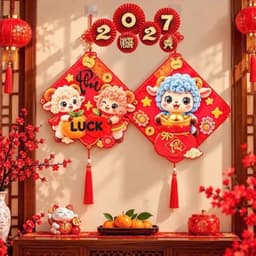 ok Cặp Liễn Treo Trang Trí Tết 2027 Dán Cửa Hình Dê May Mắn, Phúc Lộc Tài, Câu Đối Chúc Mừng Năm Mới 7