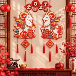 ok Cặp Liễn Treo Trang Trí Tết 2027 Dán Cửa Hình Dê May Mắn, Phúc Lộc Tài, Câu Đối Chúc Mừng Năm Mới 5