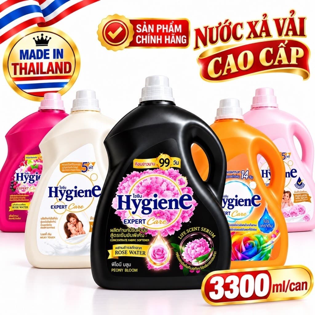 [CHUẨN THÁI] NƯỚC XẢ VẢI ĐẬM ĐẶC HYGIENE NỘI ĐỊA THÁI LAN CAN 3300ML(3L3)