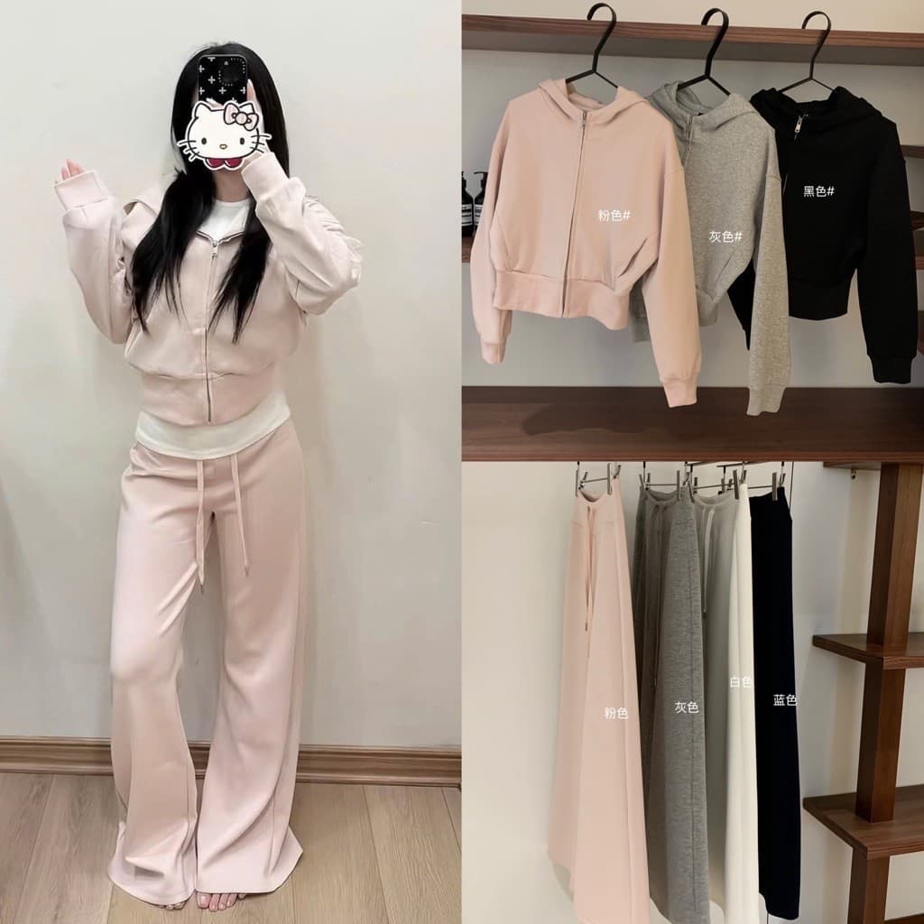 𝐄𝐍.𝐄𝐍 | Set Bộ Nỉ Nữ Hoodie Khóa Kéo Có Mũ + Quần Ống Suông Form Rộng, Bộ Thể Thao Nữ Phong Cách Hàn Quốc 7905 