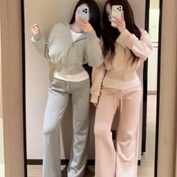𝐄𝐍.𝐄𝐍 | Set Bộ Nỉ Nữ Hoodie Khóa Kéo Có Mũ + Quần Ống Suông Form Rộng, Bộ Thể Thao Nữ Phong Cách Hàn Quốc 7905  5