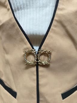 [2hand] Set áo blazer cúc cài + chân váy nâu be/ xanh ngọc size S 7