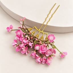 Trâm Cài Tóc Hoa Đỏ Dáng Cành Phong Cách Cổ Trang, Phụ Kiện Tóc Búi Mặc Áo Dài Tết CEM Xinh 4