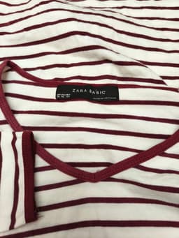 [2hand] Áo thun tay lỡ thu đông kẻ ngang cổ tim size S M 4